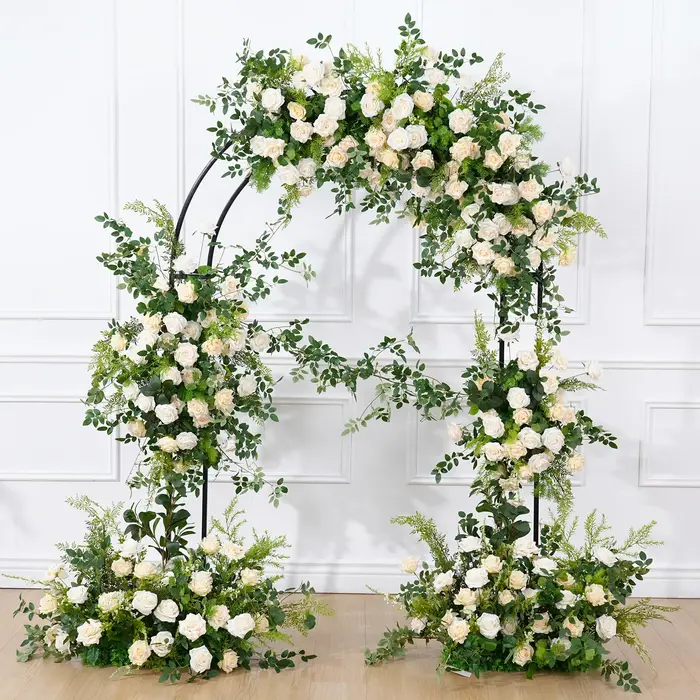 Mori vert Rose Rose accrocher fleur rangée mariage toile de fond arc décor allée sol Floral événement fête accessoires fenêtres affichage C8922