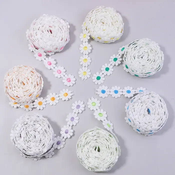 Ruban en tissu dentelle à fleurs de marguerite