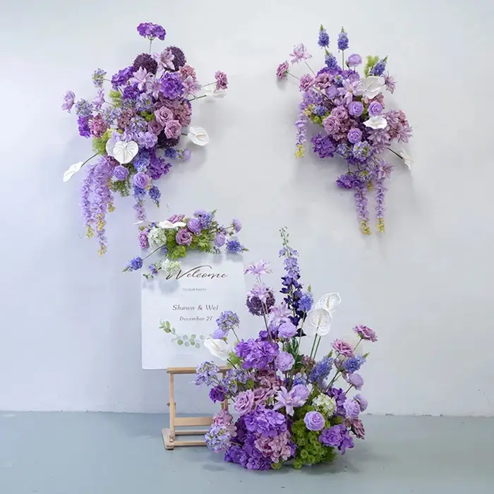 Série violette pivoine Anthurium Rose Arrangement floral accrocher
