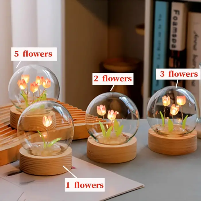 Tulipe veilleuse mignon lampe florale chambre décor saint valentin cadeau Lampara tulipanes petite amie bricolage matériel