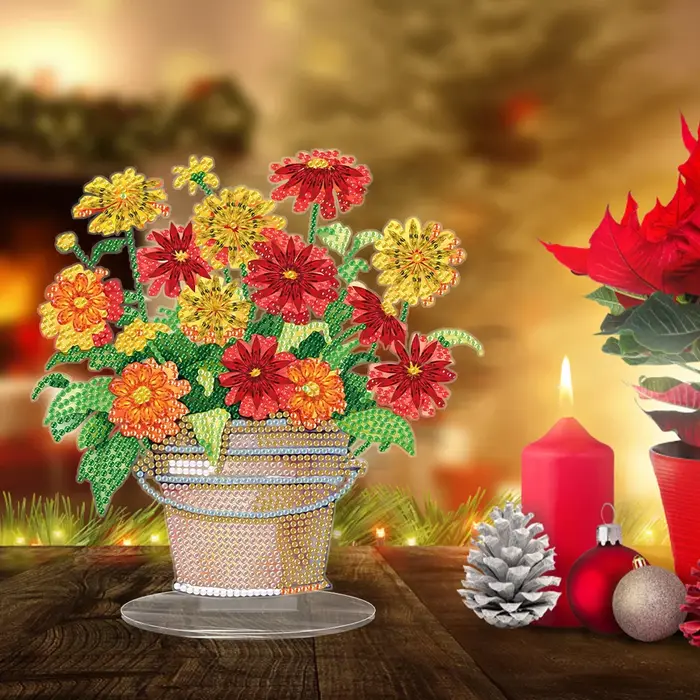 Kits d'art diamanté 2D DIY pour vase à fleurs plat