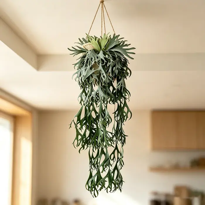 Plante artificielle de fougère cornue suspendue, fausse verdure tropicale retombante pour panier mural, décoration bohème pour la maison, le jardin et les mariages