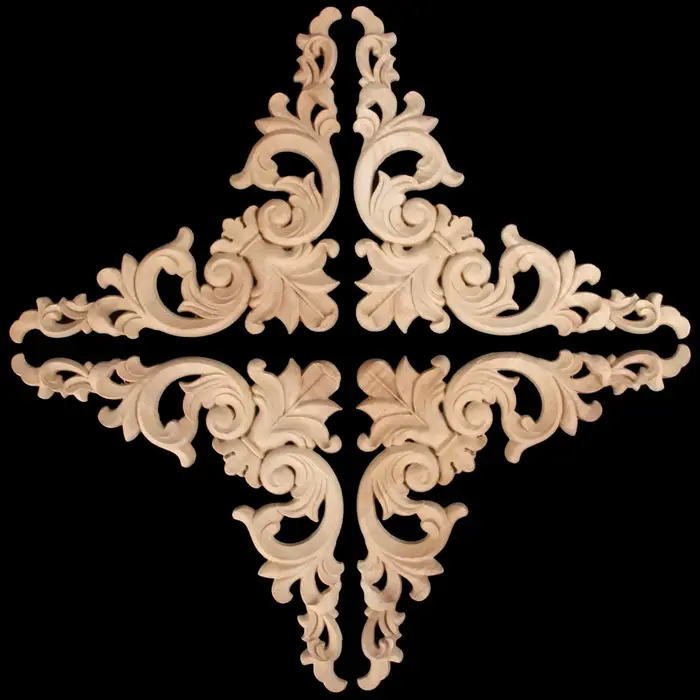 Autocollant d'angle en bois, couronne de branche creuse, planche de fleurs de chêne 8cm/3.15 pouces,