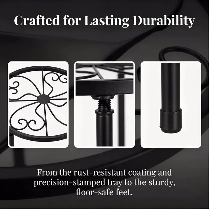 Support de plante en métal noir antirouille pour usage intérieur et extérieur