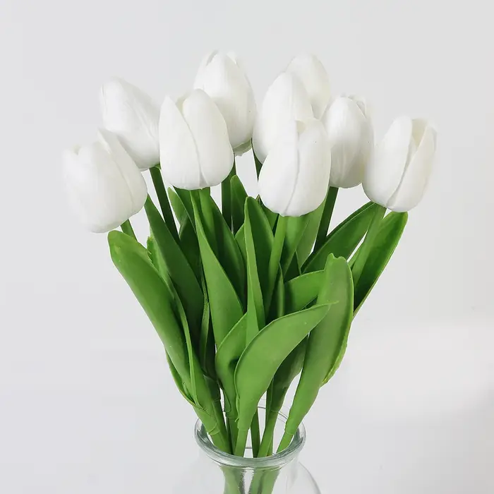 Bouquet de fleurs artificielles tulipes 29cm, fausses fleurs PE au toucher réel pour la décoration d