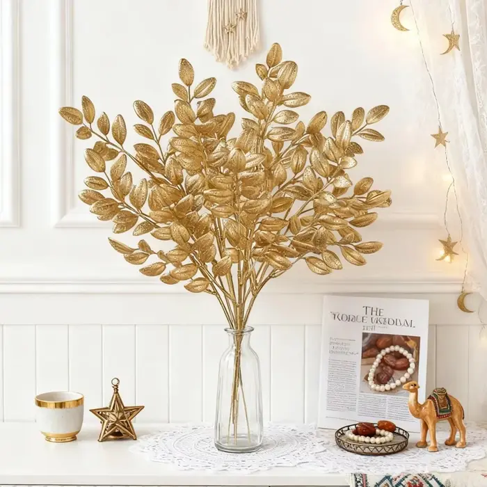 Plante artificielle feuilles dorées nouvel an saint valentin maison chambre Decora extérieur mariage jardin Vase guirlande couronne bricolage Prip boîte-cadeau