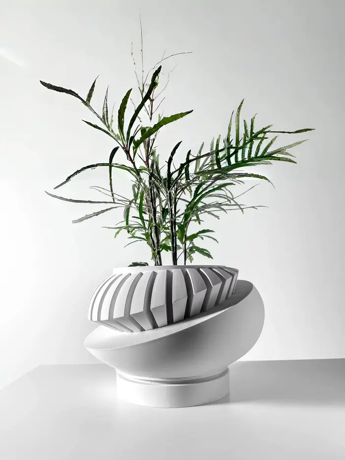 Pot à plantes moderne et minimaliste imprimé en 3D - Pot à fleurs biodégradable pour la décoration d'intérieur