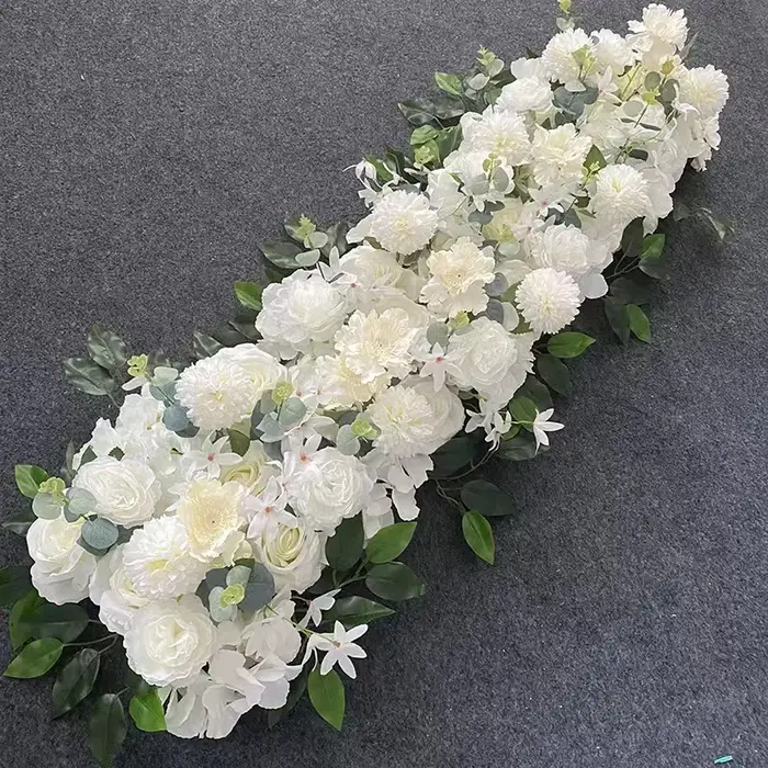 Nouvelle rangée de fleurs de mariage, longue bande de 1M, scène de forêt, décoration de scène en T, 
