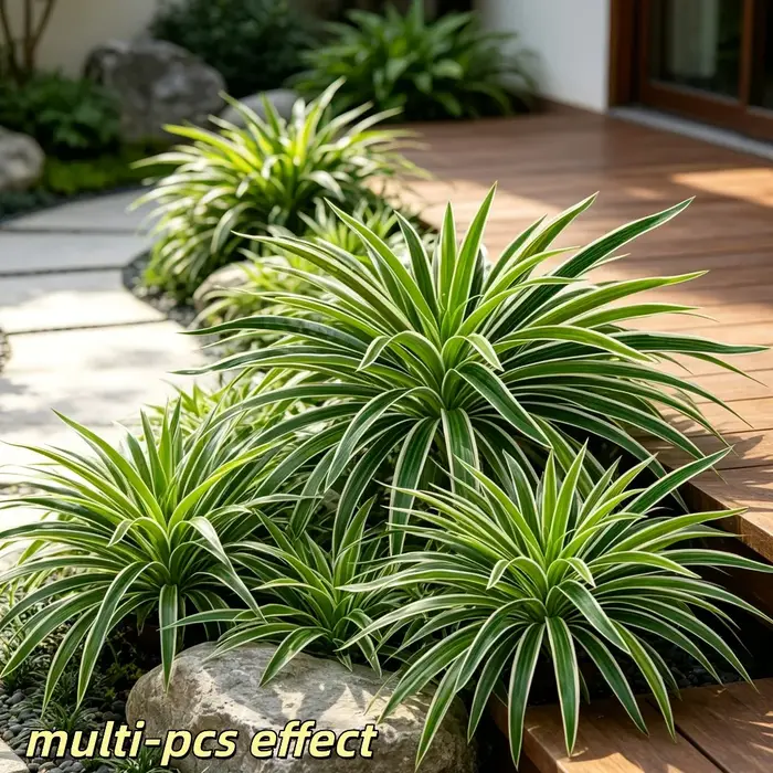 2 plantes artificielles en forme d'araignée, branches et feuilles luxuriantes pour plantes en pot et jardinières