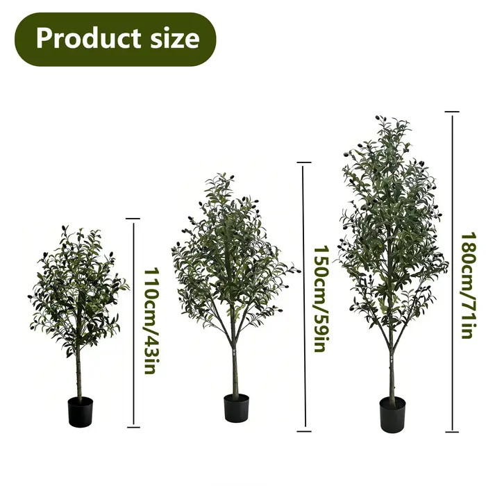 Arbre d'olivier artificiel non dangereux de 110/150/180 cm avec pot, arbre décoratif d'intérieur à f