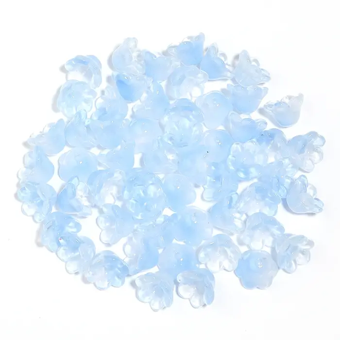 Perles colorées du muguet, 50 pièces/lot, perles en verre, fleur, perles d'espacement, amples pour la fabrication de bijoux, accessoires de bricolage