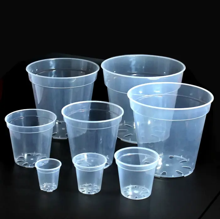 Pot rond transparent pour culture de fleurs