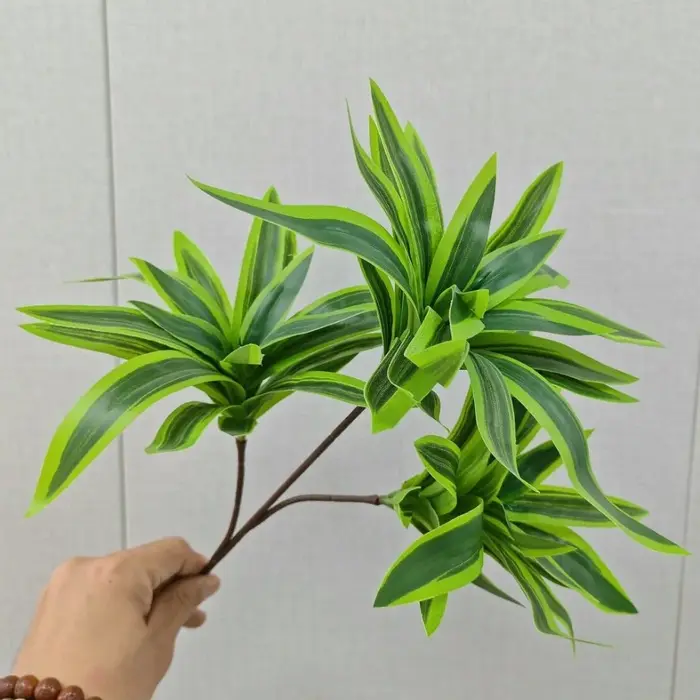 Palmier artificiel à 3 têtes de 36cm, branche de bambou en plastique, plantes tropicales en pot, fau