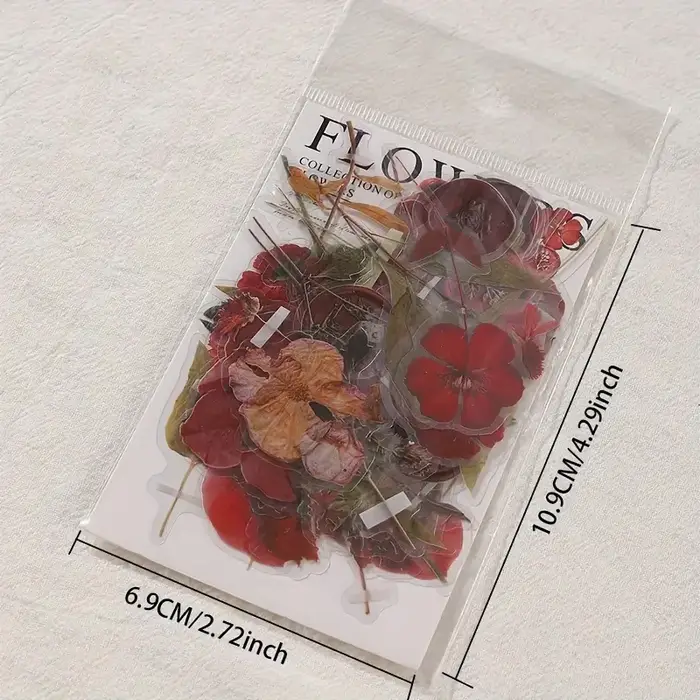 40 feuilles de fleurs séchées Collection série laque plante fleur séchée autocollants pour animaux de compagnie créatif bricolage Collage décor stationnaire