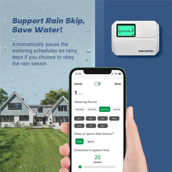 INKBIRD-Contrôleur d'arrosage intelligent Wi-Fi, contrôle à 8 zones, minuterie d'irrigation intérieu
