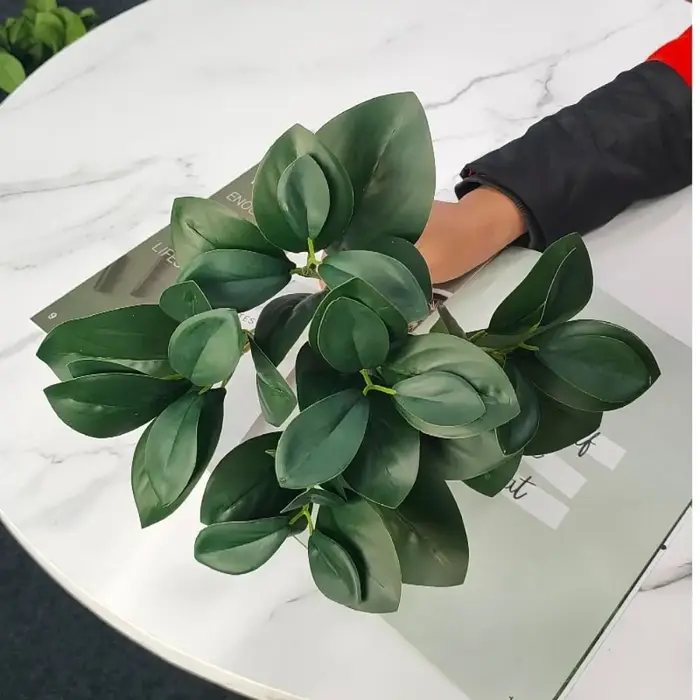 Plantes artificielles Acorn Peperomia 30 cm vertes, feuilles d'eucalyptus, arbustes artificiels de h