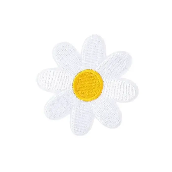 Étiquette brodée en tissu à motif floral pour sac