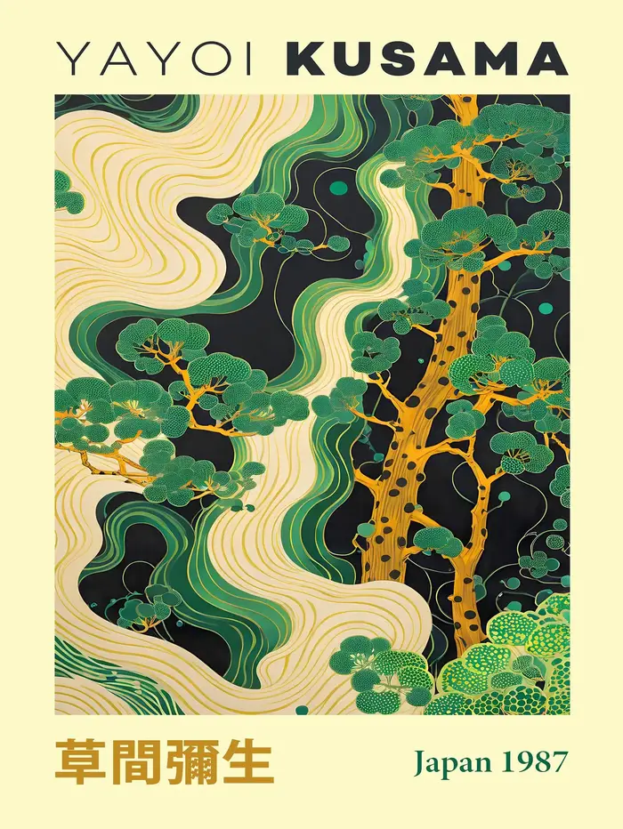 Affiches murales abstraites nordiques sur toile, art floral et végétal inspiré de Yayoi Kusama, déco