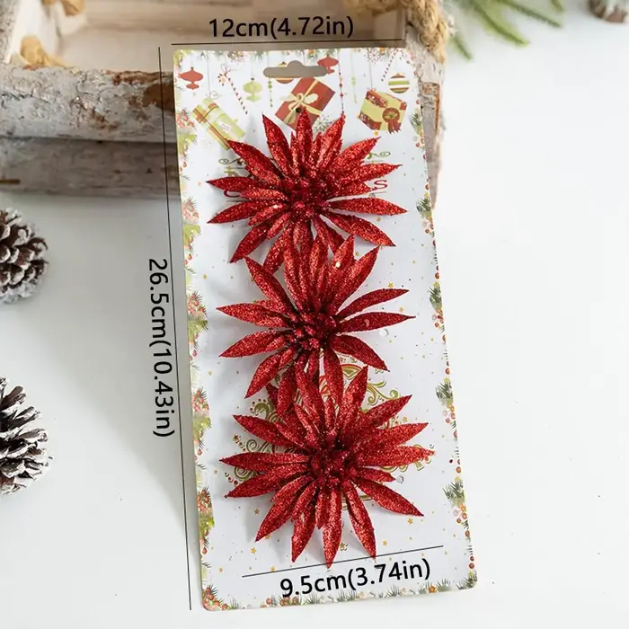 Fleur de noël artificielle à paillettes