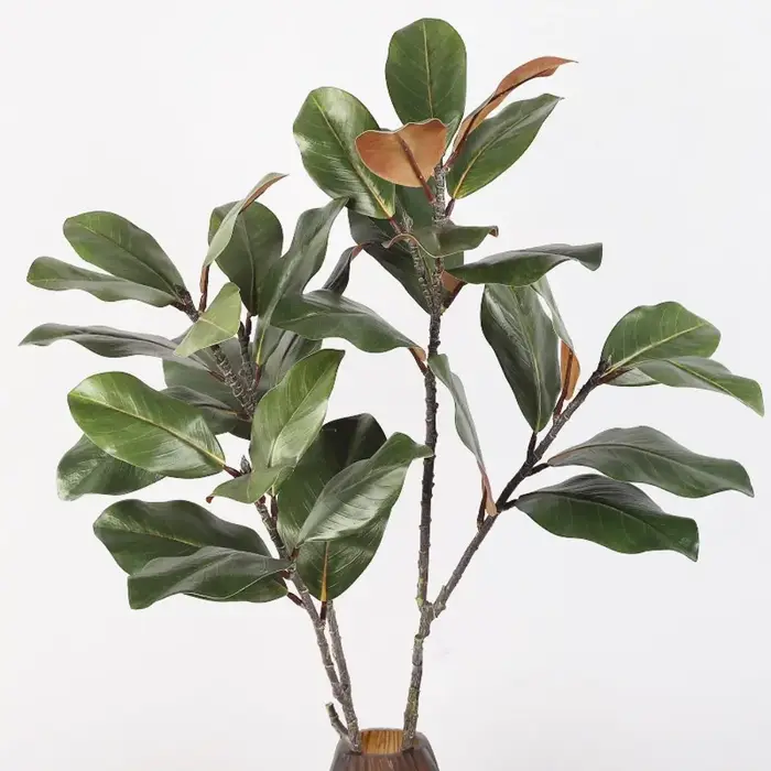 Grande plante artificielle de magnolia, feuilles en caoutchouc, branche de magnolia simulée faite à 