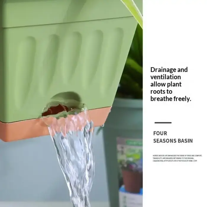 Pot de plantes rectangulaire en plastique pour l'intérieur et l'extérieur