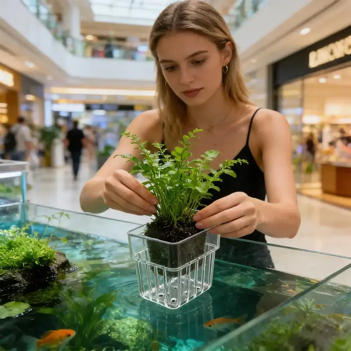 Pot de culture suspendu transparent pour plantes d'aquarium