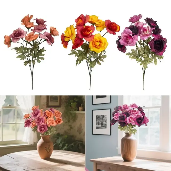 Arrangement floral de roses artificielles multicolores