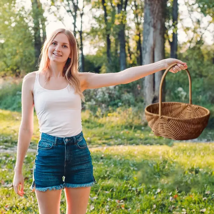 Panier de tissage à main en Imitation rotin avec poignée