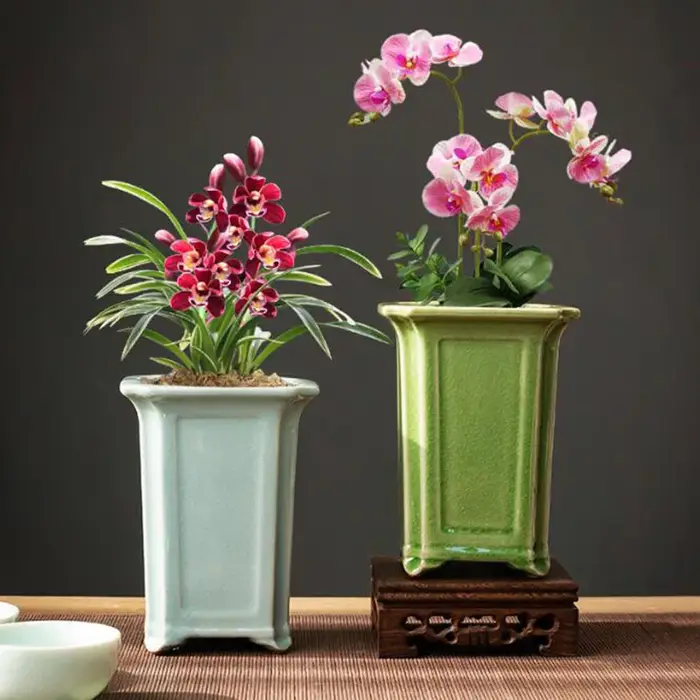 Pot de plante orchidée de style chinois Geyao