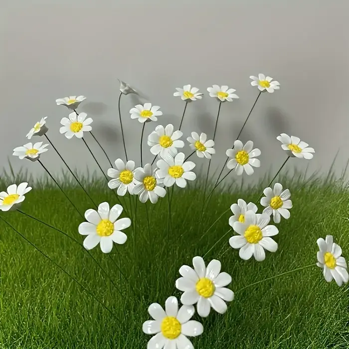 5 fleurs en céramique, marguerites artificielles