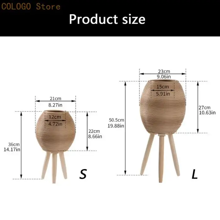 Pot fleur artistique en plastique bois, design tissé à main pour petite plante D0LD