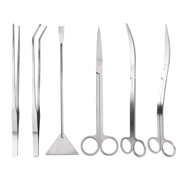 Ensemble d'outils de ciseaux d'aquarium, ciseaux ondulés, pincettes pour plantes, herbes, outils de