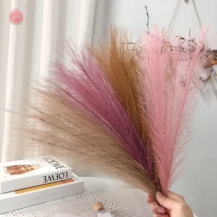 Fausses fleurs artificielles marron Pampas