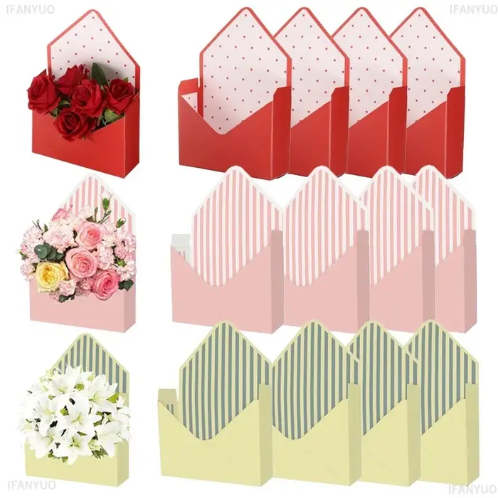 Boîte Cadeau Bouquet de Fleurs Romantique avec Enveloppe Florale