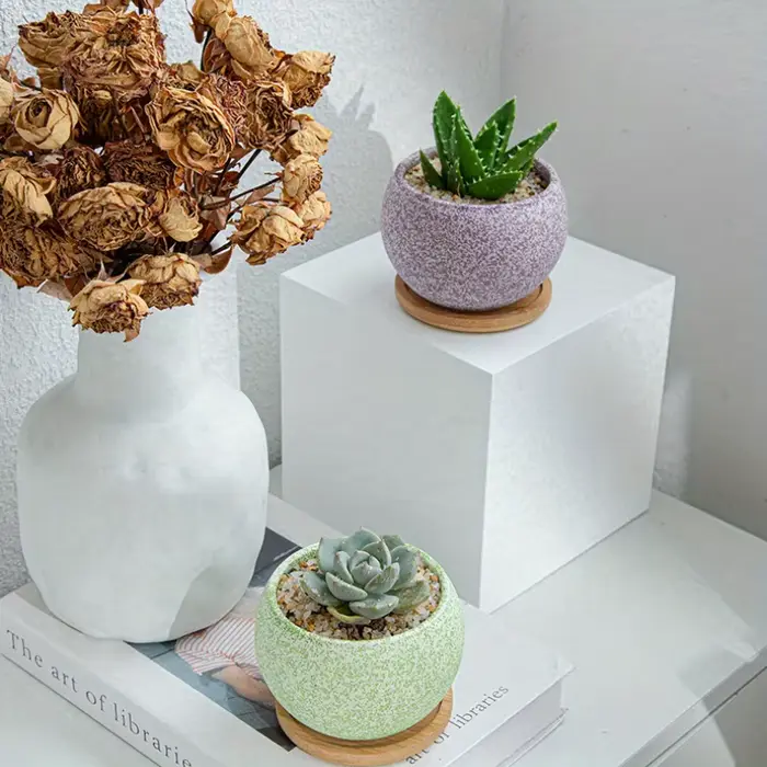 1pc Pot de fleur mignon jardinières succulentes créatives Pots de jardinage à la maison en céramique