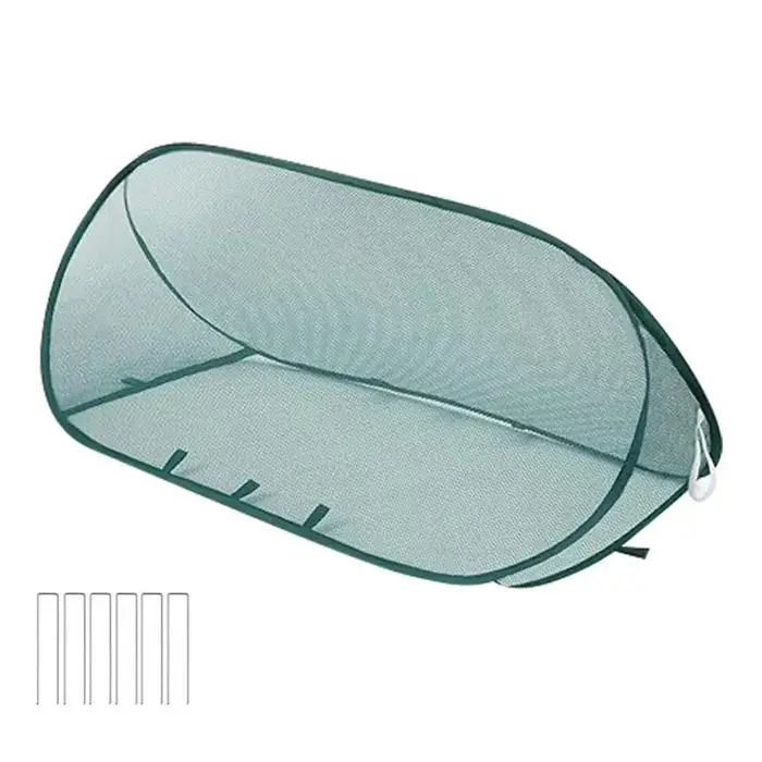 Filet de protection pop-up pour plantes de jardin avec piquets de fixation au sol