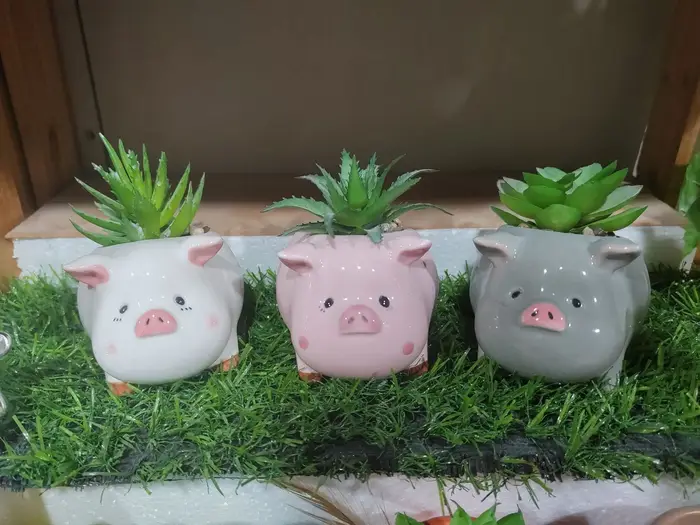 Pot de fleur animal en céramique, style nordique, dessin animé, renard, chien, tête de over, mini po