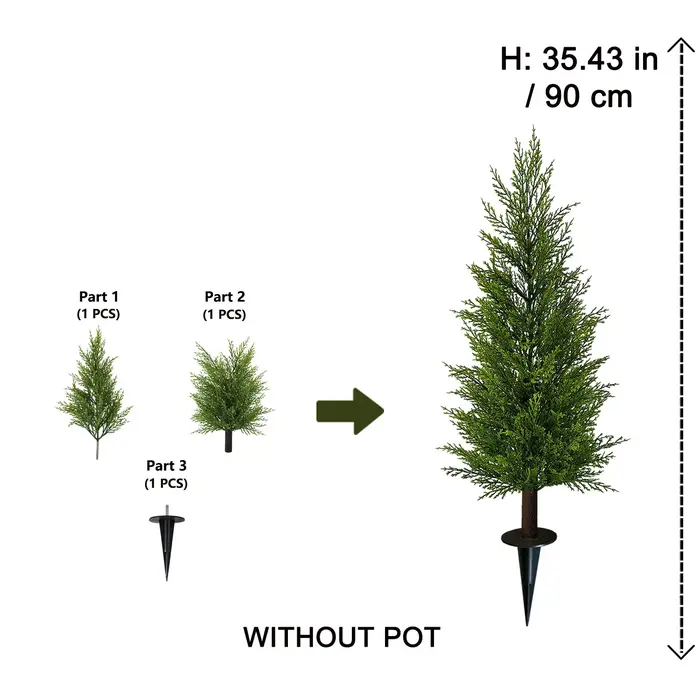 Cèdre artificiel de 90-120 cm résistant aux UV, plante artificielle pour la décoration intérieure et