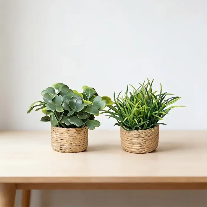 Plantes artificielles en pot, mini-plantes mignonnes en pot, paysage miniature adapté à l'intérieur, à l'extérieur, à la maison, à la cuisine, au bureau