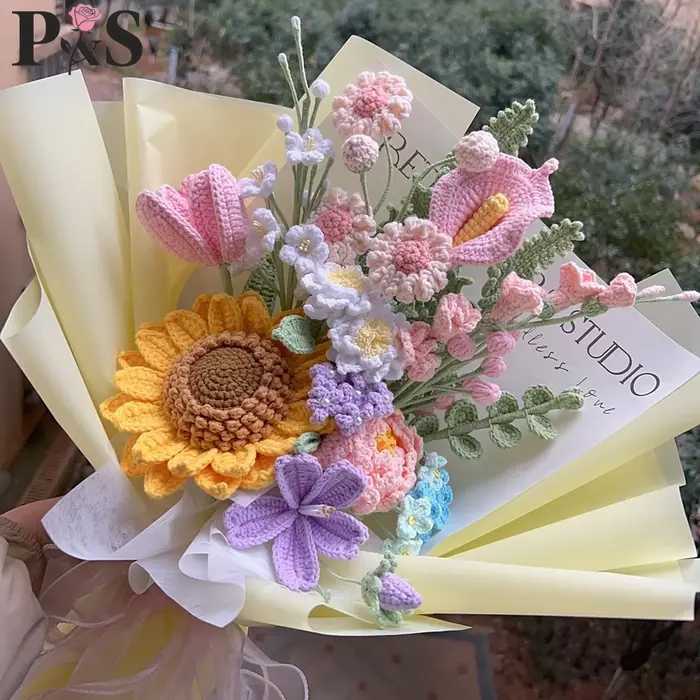 Bouquet de fleurs au Crochet fait à la main