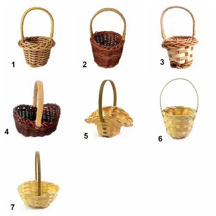 Mini paniers de fleurs tressés tissés à la main avec poignée