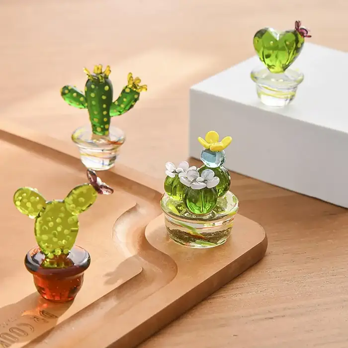 Figurines de Cactus en verre de Murano faites à la main
