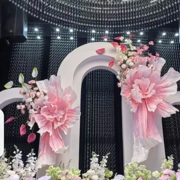 Fleur géante en papier irisée artificielle pour décorations de plafond de mariage
