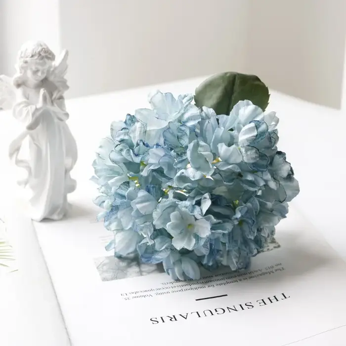 Superbes Fleurs Artificielles en Soie Hortensia à Bords Brûlés – 10 Couleurs – Décoration DIY – Bouquet d'Hortensias – Fournitures pour Festivals