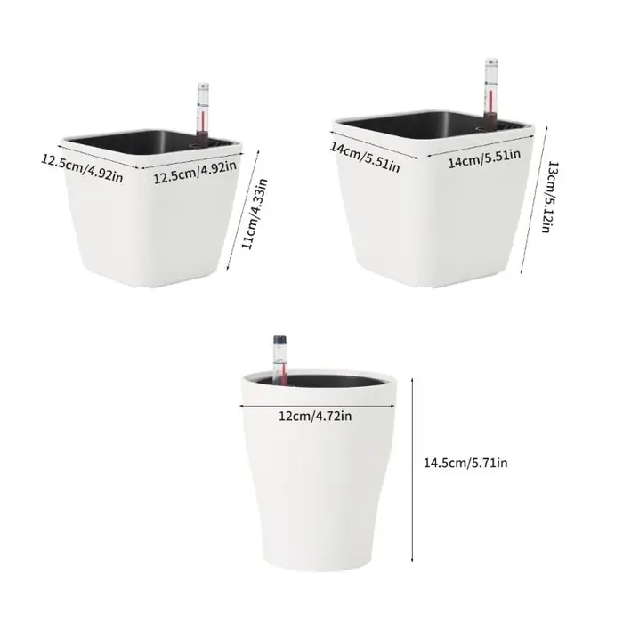 G6KF Planteur à eau auto avec indicateur niveau d'eau Pots fleurs décoratifs pour chambre cuisine Bureau des maisons