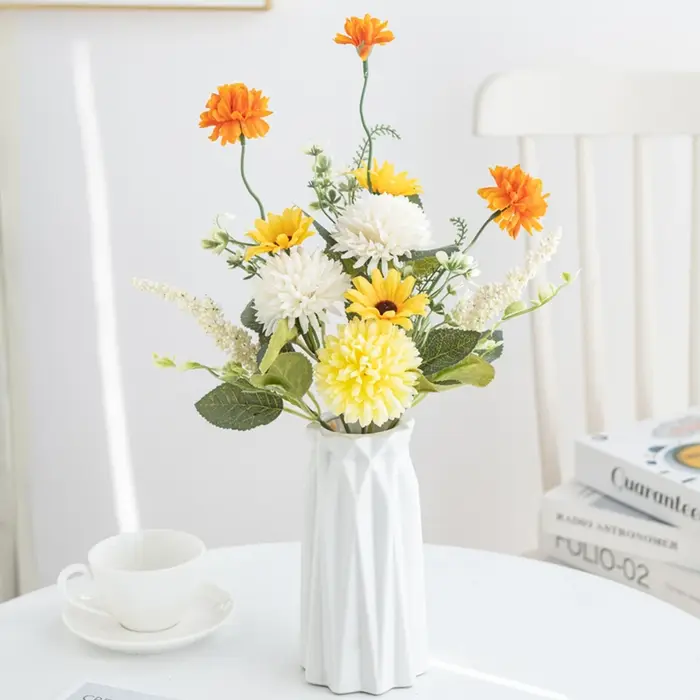 Fleurs artificielles en soie bulbeuse chrysanthème bulle festival couronnes mariage nuptiale Bouque maison chambre jardin décoration bricolage cadeau