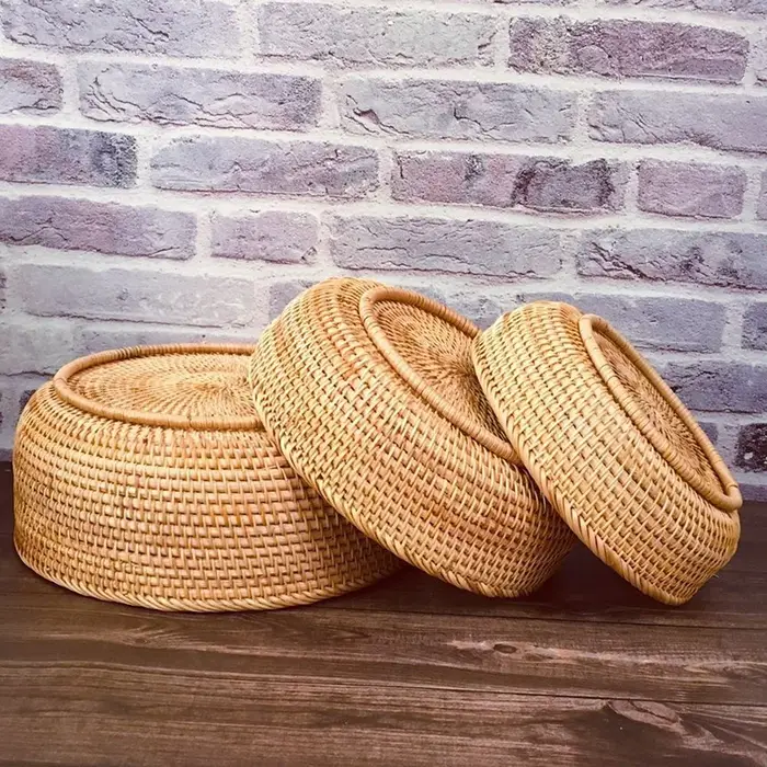 Panier en osier et rotin tissé à la main, boîte de rangement pour fruits, thé, collation, pain, cosm