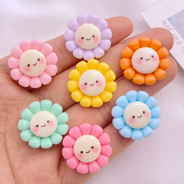10 pièces nouveau mignon résine petit tournesol série dos plat décor à la maison