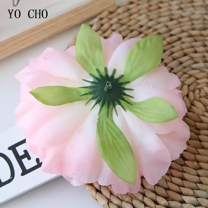 YO CHO fleur artificielle grandes têtes de pivoine 15CM faux pivoines jaunes soie artisanat tissu