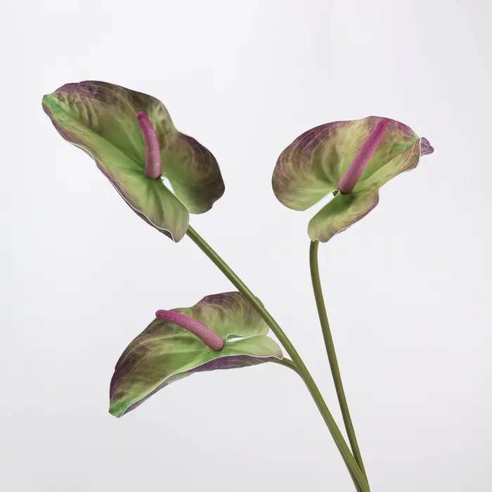 Grande fleur artificielle d'anthurium, grande feuille, faux lys flamant rose, plante tropicale en EVA, décoration de mariage, arrangement floral DIY